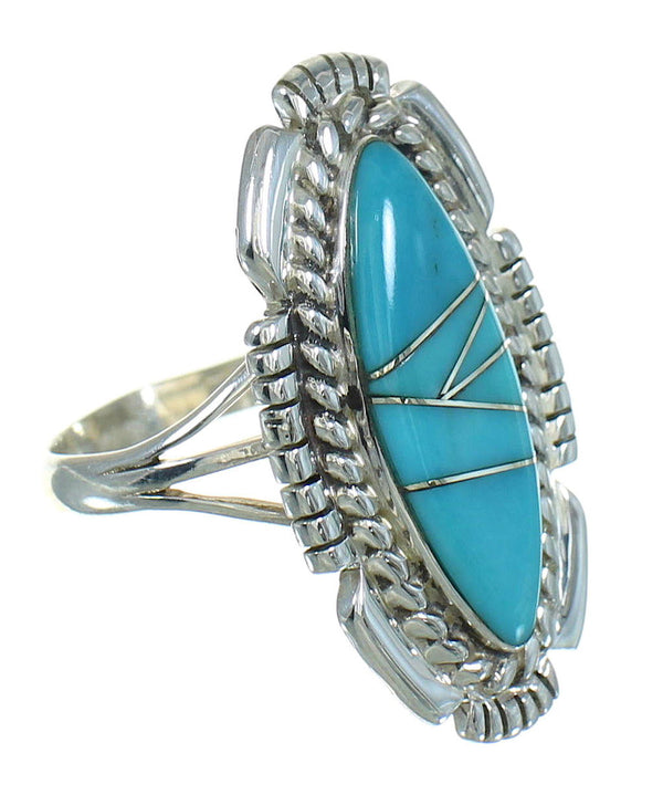 Southwest Sterling Silver Turquoise Ring Size 5-3/4 QX85105